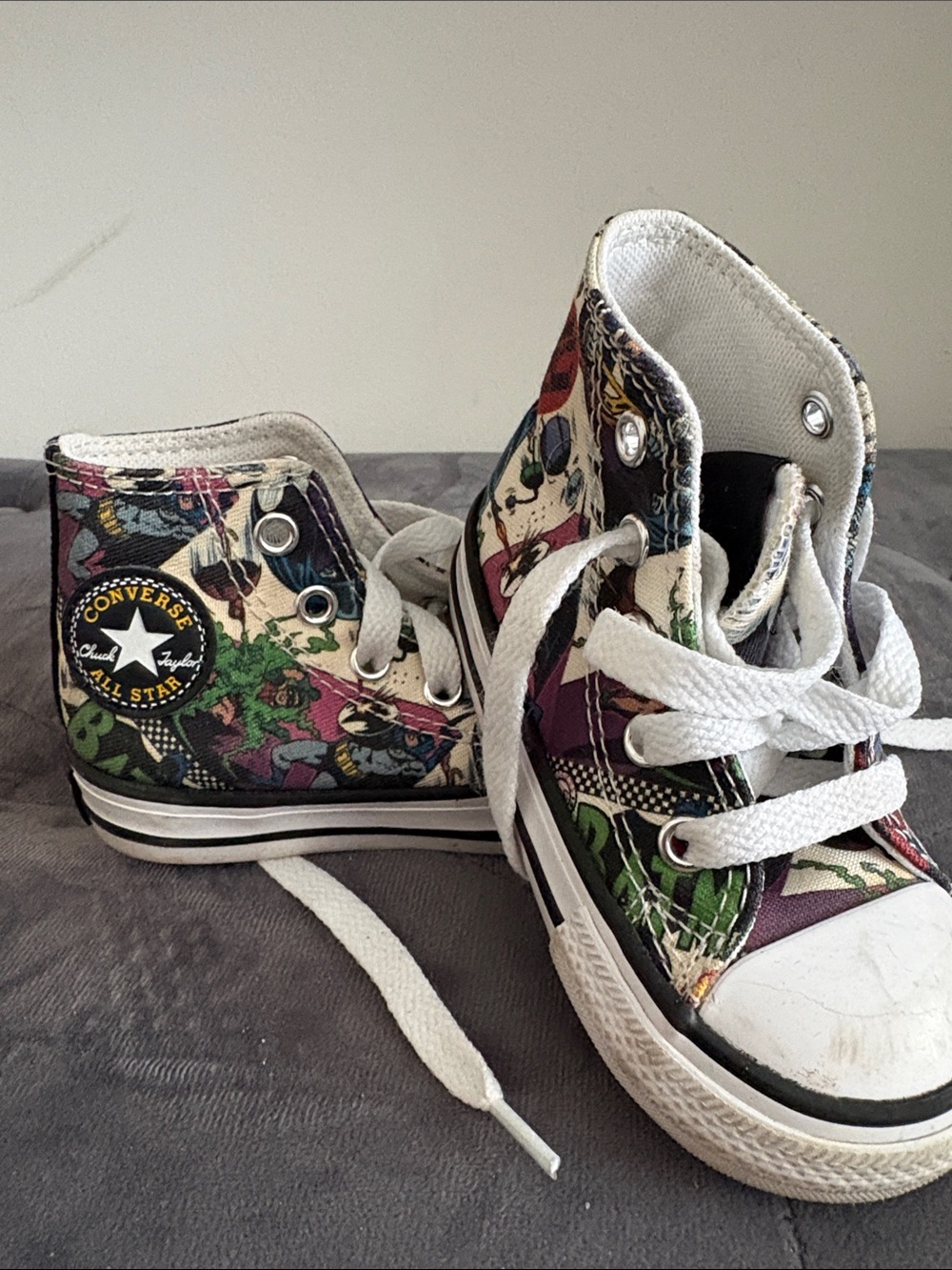 Converse Kids High-Top Sneakers in White, Green, Purple, Black